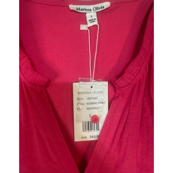 NWT Marissa Olivia Women’s Sz Large Pink Midi Dress Ruffle Skirt Church Casual - Picture 4 of 7